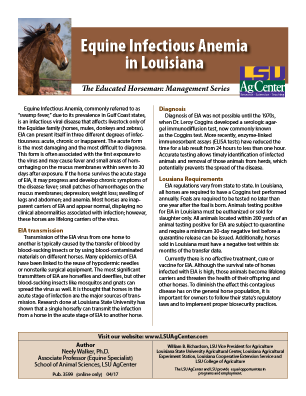 Equine Infectious Anemia in Louisiana